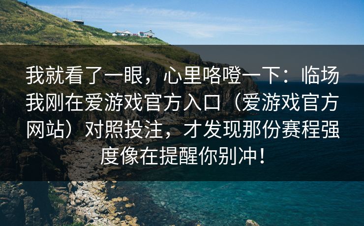 我就看了一眼，心里咯噔一下：临场我刚在爱游戏官方入口（爱游戏官方网站）对照投注，才发现那份赛程强度像在提醒你别冲！