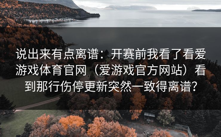 说出来有点离谱：开赛前我看了看爱游戏体育官网（爱游戏官方网站）看到那行伤停更新突然一致得离谱？