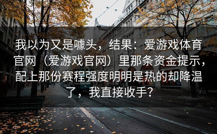 我以为又是噱头，结果：爱游戏体育官网（爱游戏官网）里那条资金提示，配上那份赛程强度明明是热的却降温了，我直接收手？